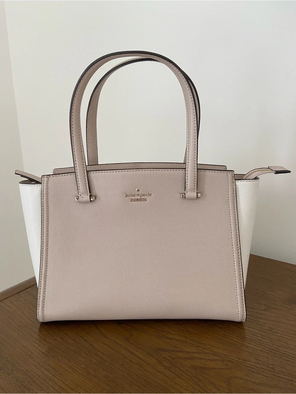 kate spade Two-Tone Sand and White Leather Shoulder Bag